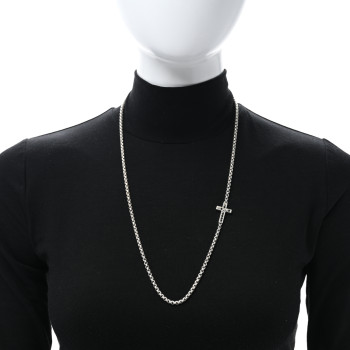 DAVID YURMAN Sterling Silver Black Diamond Streamline Cross Station Necklace 26" DAVID YURMAN Sterling Silver Black Diamond Streamline Cross Station Necklace 26"