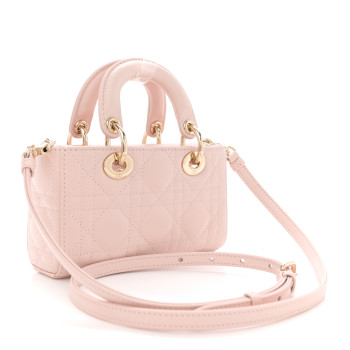 CHRISTIAN DIOR Lambskin Cannage Micro Lady D-Joy Powder Pink CHRISTIAN DIOR Lambskin Cannage Micro Lady D-Joy Powder Pink