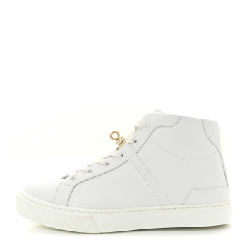 HERMES Calfskin High-Top Day Sneakers 36 White