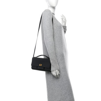 BALENCIAGA Smooth Calfskin Small Bel Air Clutch On Strap Black