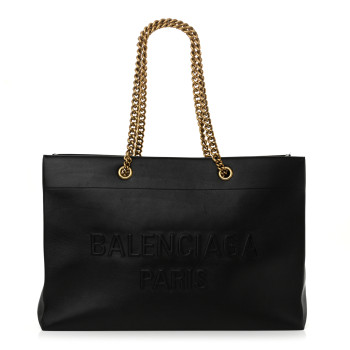 BALENCIAGA Soft Smooth Calfskin Large Duty Free Tote Black