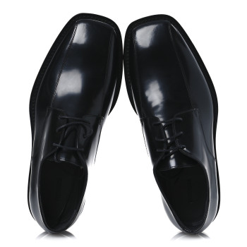 BALENCIAGA Calfskin Mens Square Toe Derby Shoes 40 Black
