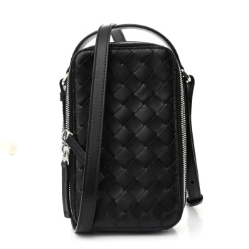 BOTTEGA VENETA Nappa Intrecciato Getaway Phone Pouch Black