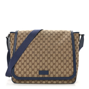 GUCCI Monogram Convertible Diaper Bag Blue