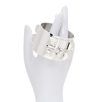 HERMES Sterling Silver Collier De Chien Bracelet LG