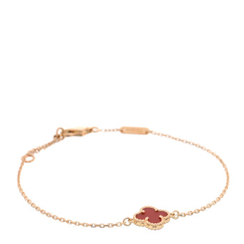 VAN CLEEF & ARPELS 18K Rose Gold Carnelian Sweet Alhambra Bracelet