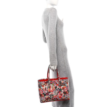 CHRISTIAN LOUBOUTIN Patent Calfskin Small Oh Xtian Cabata Tote Red