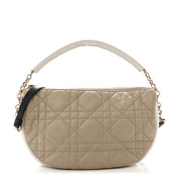 CHRISTIAN DIOR Lambskin Cannage Medium Dior Vibe Hobo Bag Beige CHRISTIAN DIOR Lambskin Cannage Medium Dior Vibe Hobo Bag Beige