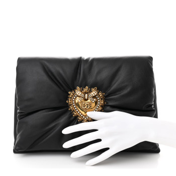 DOLCE & GABBANA DOLCE GABBANA Calfskin Devotion Clutch Black