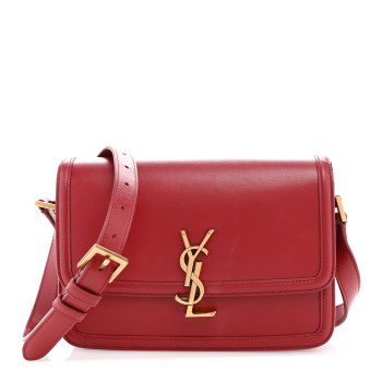 SAINT LAURENT Box Calfskin Monogram Medium Solferino Satchel Rouge Opyum