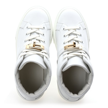 HERMES Calfskin High-Top Day Sneakers 36 White