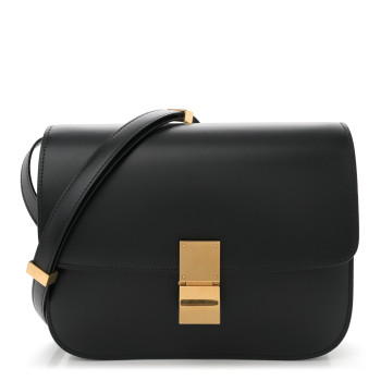 CELINE Box Calfskin Medium Classic Box Flap Bag Black