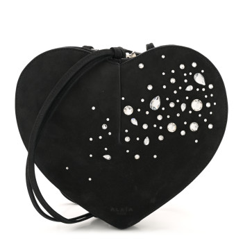 ALAIA Suede Crystal Embellished Le Coeur Bag Black ALAIA Suede Crystal Embellished Le Coeur Bag Black