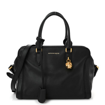 ALEXANDER MCQUEEN Pebbled Calfskin Small Skull Padlock Zip Around Tote Black ALEXANDER MCQUEEN Pebbled Calfskin Small Skull Padlock Zip Around Tote Black