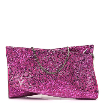CHRISTIAN LOUBOUTIN Crystal Small Loubitwist Clutch Fuchsia