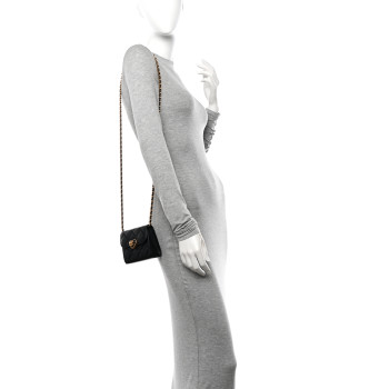 CHANEL Lambskin Plexiglass Quilted Coco Love Clutch With Chain Black