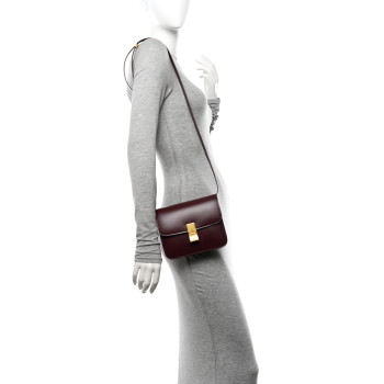 CELINE Box Calfskin Teen Classic Box Flap Bag Burgundy