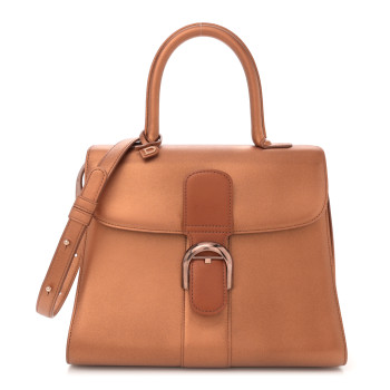 DELVAUX Metallic Calfskin MM Brillant Satchel Bronze