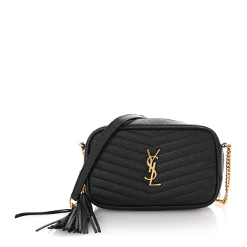 SAINT LAURENT Grain De Poudre Matelasse Monogram Mini Lou Camera Bag Black