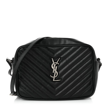 SAINT LAURENT Calfskin Matelasse Monogram Lou Camera Bag Black