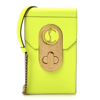 CHRISTIAN LOUBOUTIN Calfskin Elisa Phone Crossbody Neon Green