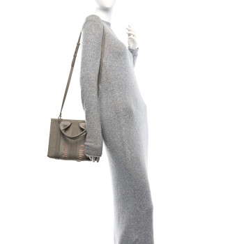 CHLOE Cotton Calfskin Small Woody Ribbon Tote With Strap  Beige Taupe