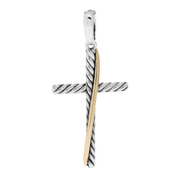 DAVID YURMAN Sterling Silver 18K Yellow Gold 35mm Crossover Cross Pendant DAVID YURMAN Sterling Silver 18K Yellow Gold 35mm Crossover Cross Pendant
