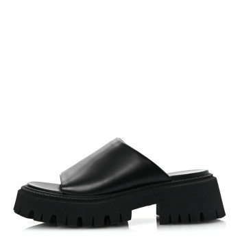 BALENCIAGA Jive Smooth Calfskin Logo Embossed Womens Tractor Platform 38 Black