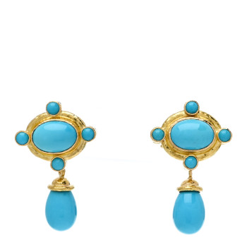 ELIZABETH LOCKE 19K Yellow Gold Turquoise Sleeping Beauty Drop Earrings