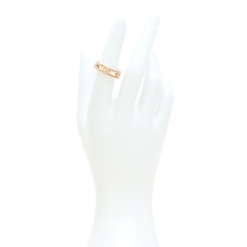 VAN CLEEF & ARPELS 18K Rose Gold Diamond Sweet Perlee Clovers Ring 51 5.75