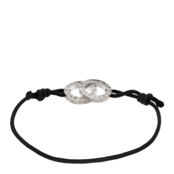 BULGARI Sterling Silver BVLGARI BVLGARI Interlocking Circles Adjustable Cord Bracelet Black BULGARI Sterling Silver BVLGARI BVLGARI Interlocking Circles Adjustable Cord Bracelet Black