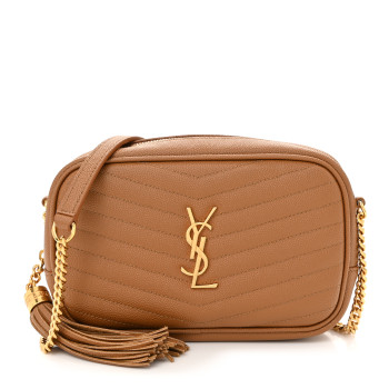 SAINT LAURENT Grain De Poudre Matelasse Monogram Mini Lou Camera Bag Dark Natural