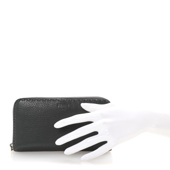 FENDI Cuoio Romano Selleria Zip Around Wallet Argilla