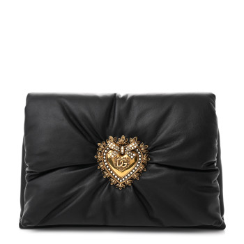DOLCE & GABBANA DOLCE GABBANA Calfskin Devotion Clutch Black