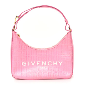 GIVENCHY Coated Canvas Logo 4G Embossed Small Moon Cut Out Shoulder Bag Pink