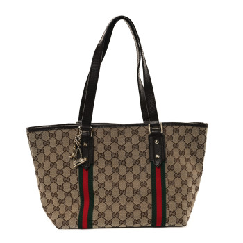 GUCCI Monogram Medium Jolicoeur Tote Dark Brown