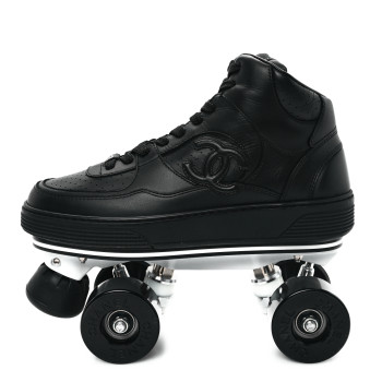 CHANEL Calfskin Womens Roller Skates 38 Black