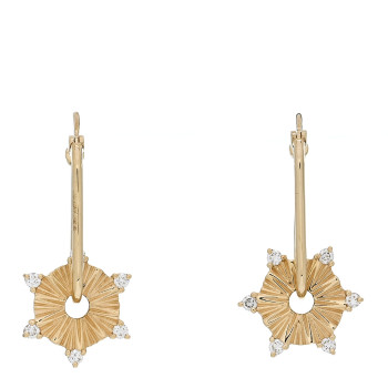 FOUNDRAE 18K Yellow Gold Diamond Element Disk Petite Fob Link Earrings