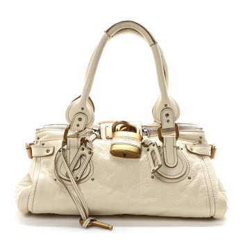 CHLOE Calfskin Medium Paddington Satchel Ivory
