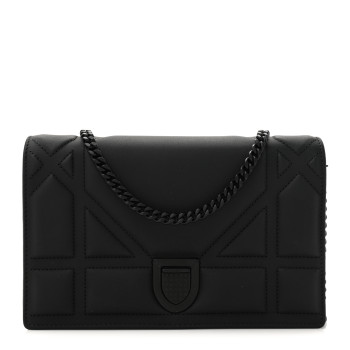 CHRISTIAN DIOR Ultra Matte Calfskin Diorama Wallet on Chain Pouch Black CHRISTIAN DIOR Ultra Matte Calfskin Diorama Wallet on Chain Pouch Black
