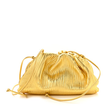 BOTTEGA VENETA Metallic Bark Calfskin The Mini Pouch Gold