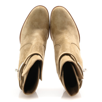 HERMES Suede Frenchie 50 Ankle Boots 36 Beige Gobi