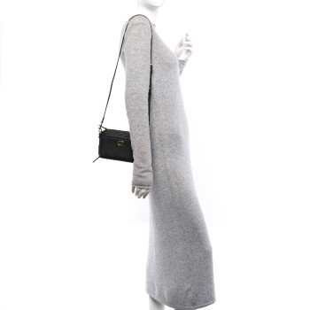 CHRISTIAN DIOR Grained Calfskin Caro Double Pouch Black CHRISTIAN DIOR Grained Calfskin Caro Double Pouch Black