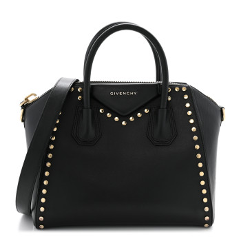 GIVENCHY Smooth Calfskin Small Studded Antigona Black
