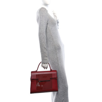 DELVAUX Calfskin Patent Calfskin GM Tempete Satchel Red