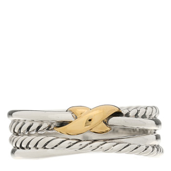 DAVID YURMAN Sterling Silver 18K Yellow Gold 6mm X Crossover Ring 50 5.5 DAVID YURMAN Sterling Silver 18K Yellow Gold 6mm X Crossover Ring 50 5.5