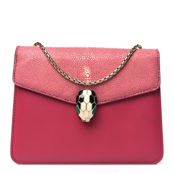 BULGARI Calfskin Galuchat Serpenti Forever Crossbody Bag Pink BULGARI Calfskin Galuchat Serpenti Forever Crossbody Bag Pink