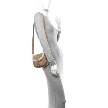 CHRISTIAN DIOR Suede Shearling Small Bobby Flap Beige CHRISTIAN DIOR Suede Shearling Small Bobby Flap Beige