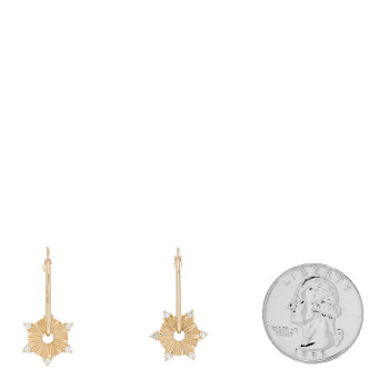 FOUNDRAE 18K Yellow Gold Diamond Element Disk Petite Fob Link Earrings