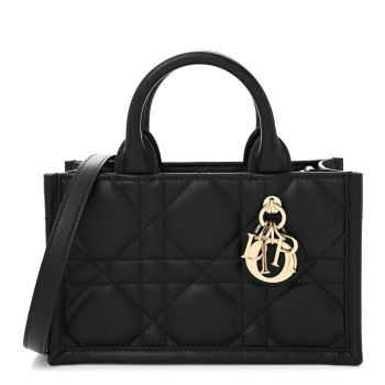 CHRISTIAN DIOR Calfksin Macrocannage Mini Book Tote Black CHRISTIAN DIOR Calfksin Macrocannage Mini Book Tote Black